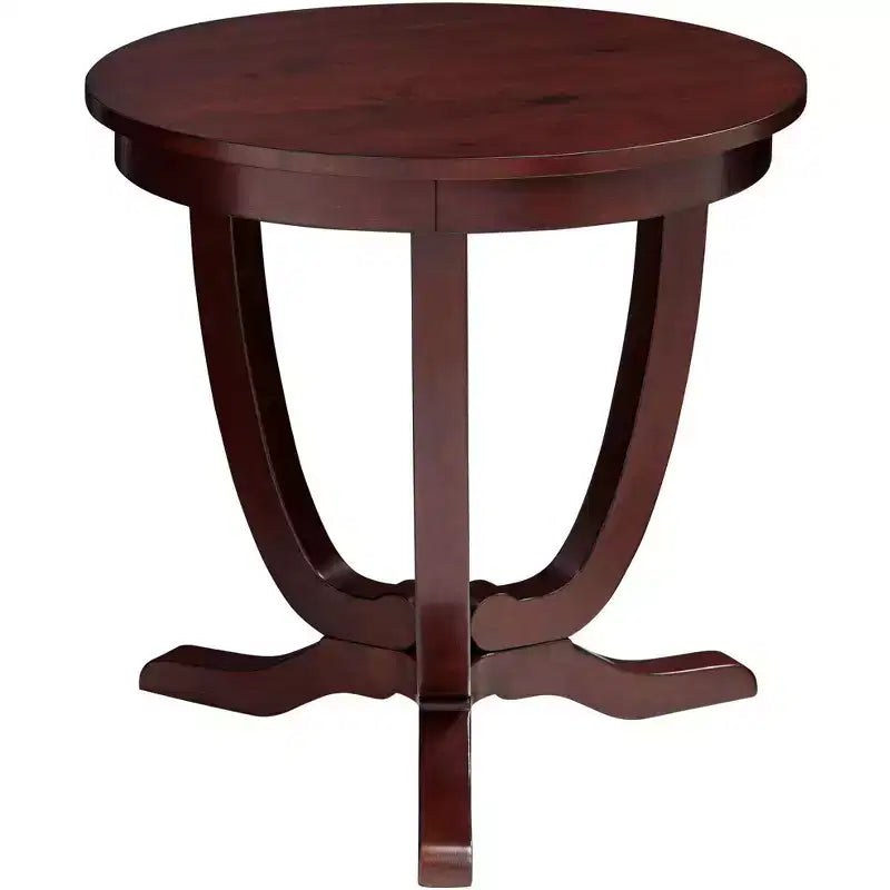 Elm Lane Nash-II Vintage Espresso Wood Round Accent Table 24 Wide Dark Brown Curving Legs for Spaces Living Room Bedroom Bedside Entryway Office Home