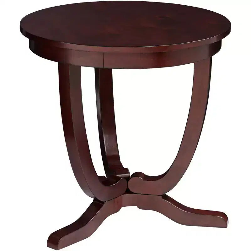 Elm Lane Nash-II Vintage Espresso Wood Round Accent Table 24 Wide Dark Brown Curving Legs for Spaces Living Room Bedroom Bedside Entryway Office Home