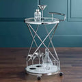 Studio 55D Page 29 1/2 High Glass and Chrome Rolling Serving Bar Cart