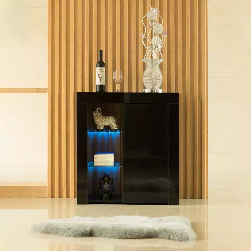 BasicwiseOffice or Living Room Side Storage Cabinet with LED