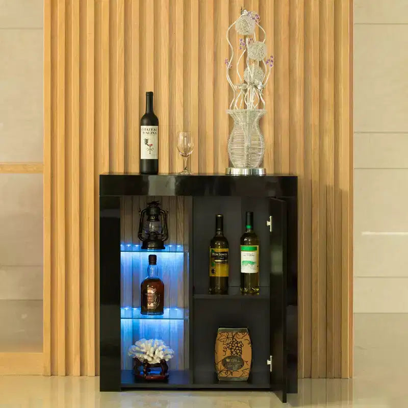 BasicwiseOffice or Living Room Side Storage Cabinet with LED