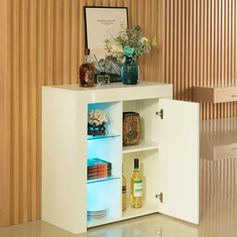 BasicwiseOffice or Living Room Side Storage Cabinet with LED
