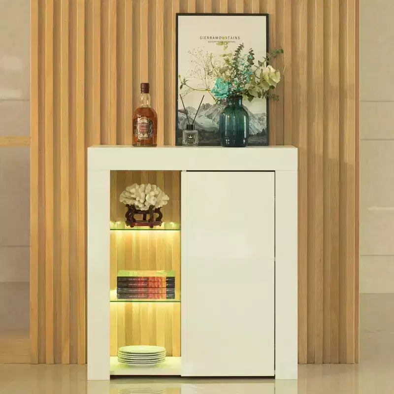 BasicwiseOffice or Living Room Side Storage Cabinet with LED