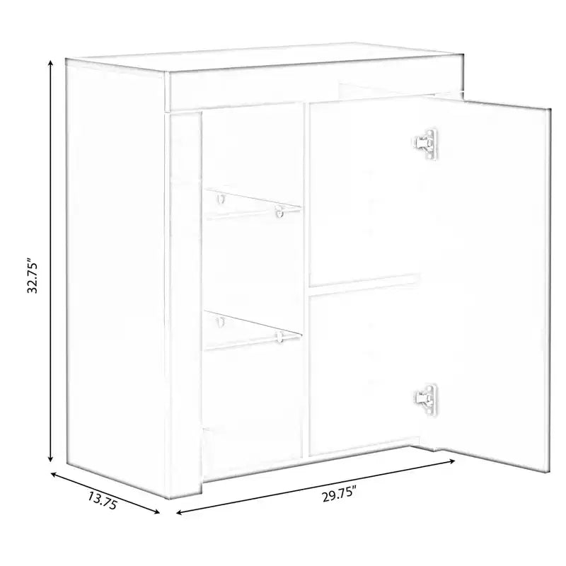 BasicwiseOffice or Living Room Side Storage Cabinet with LED