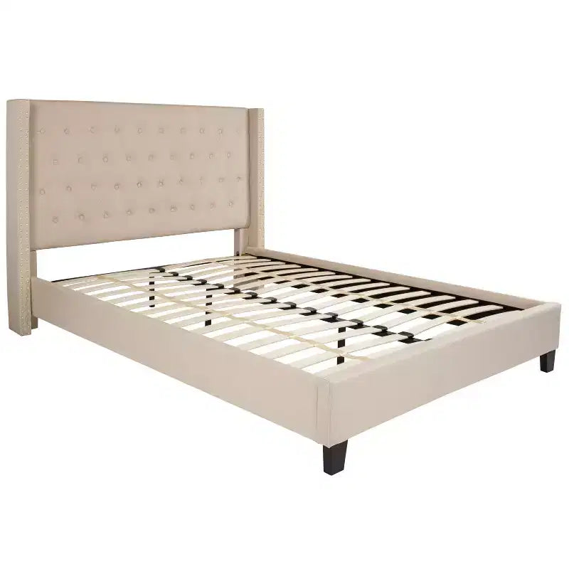 Merrick Lane Upholstered Platform Bed with Button Tufted Headboard