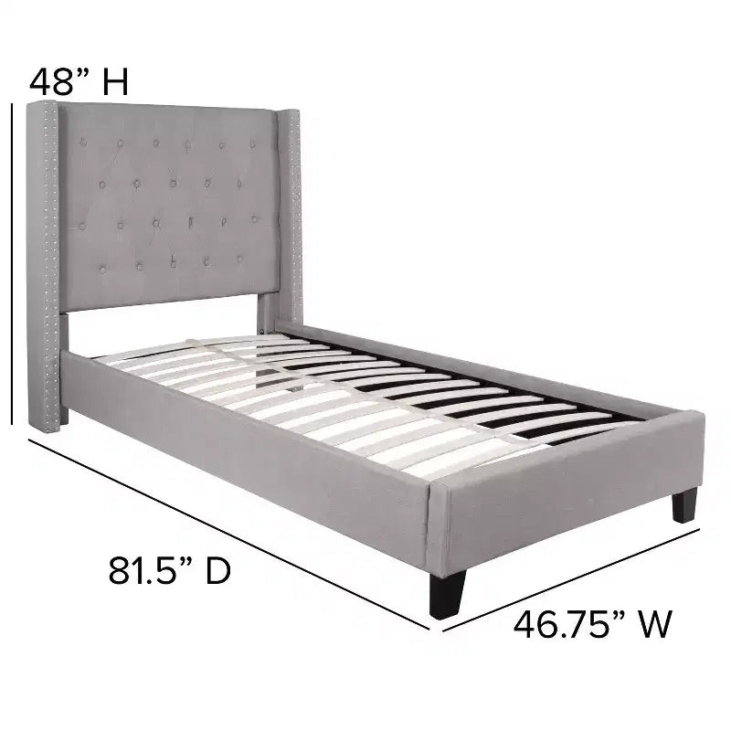 Merrick Lane Upholstered Platform Bed with Button Tufted Headboard