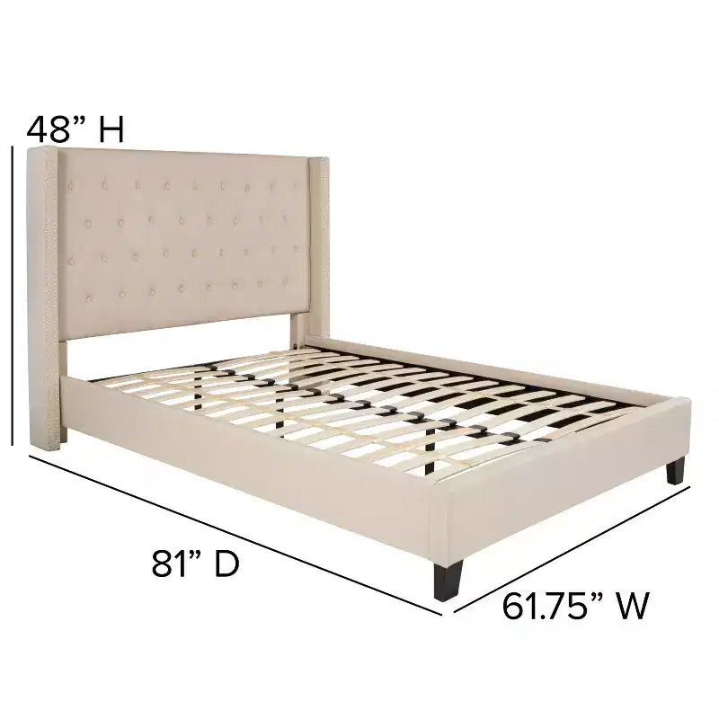 Merrick Lane Upholstered Platform Bed with Button Tufted Headboard
