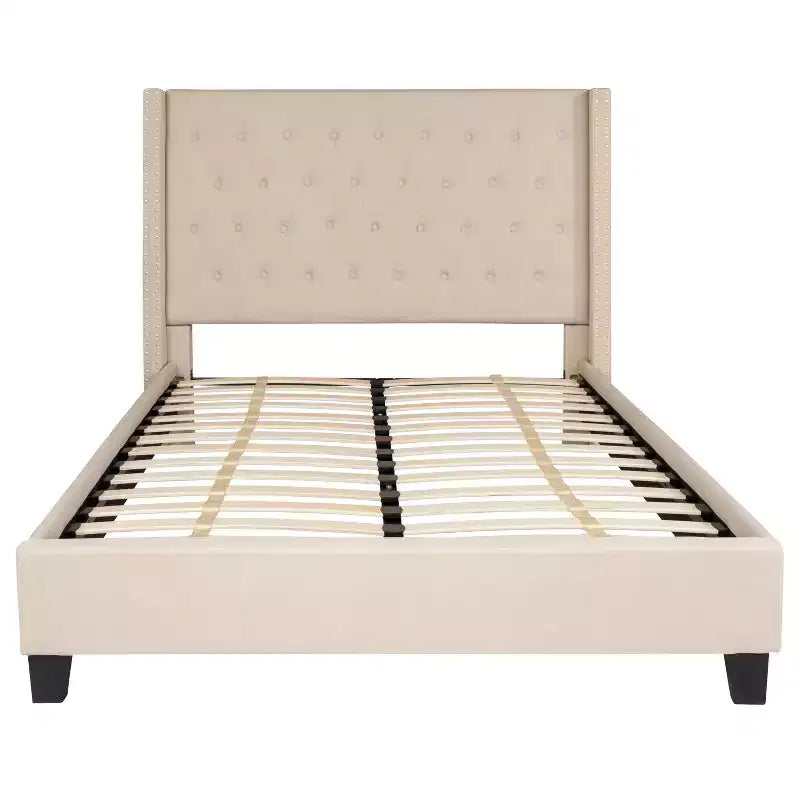 Merrick Lane Upholstered Platform Bed with Button Tufted Headboard