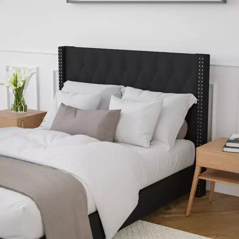 Merrick Lane Upholstered Platform Bed with Button Tufted Headboard
