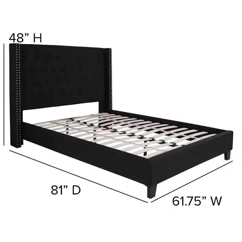 Merrick Lane Upholstered Platform Bed with Button Tufted Headboard