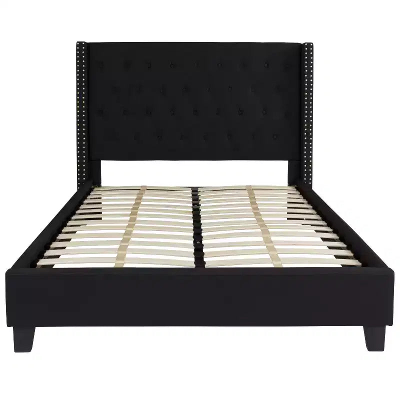 Merrick Lane Upholstered Platform Bed with Button Tufted Headboard