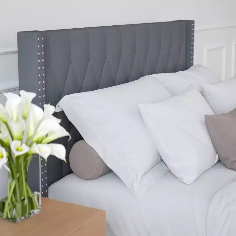 Merrick Lane Upholstered Platform Bed with Button Tufted Headboard