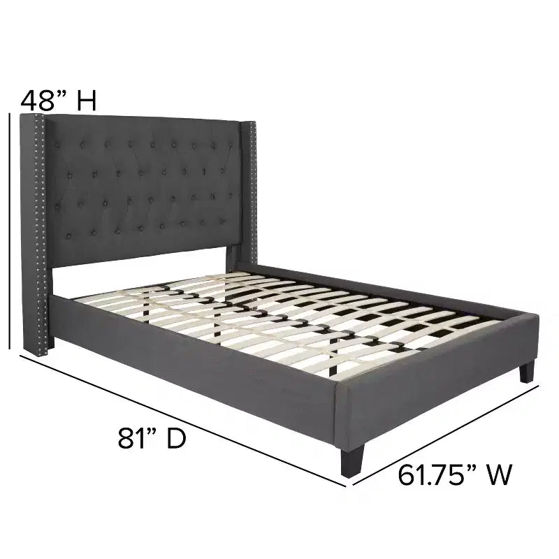 Merrick Lane Upholstered Platform Bed with Button Tufted Headboard