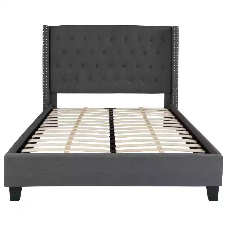 Merrick Lane Upholstered Platform Bed with Button Tufted Headboard