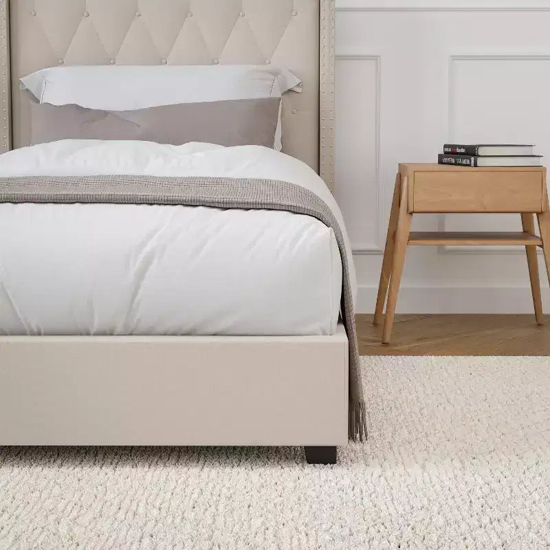 Merrick Lane Upholstered Platform Bed with Button Tufted Headboard