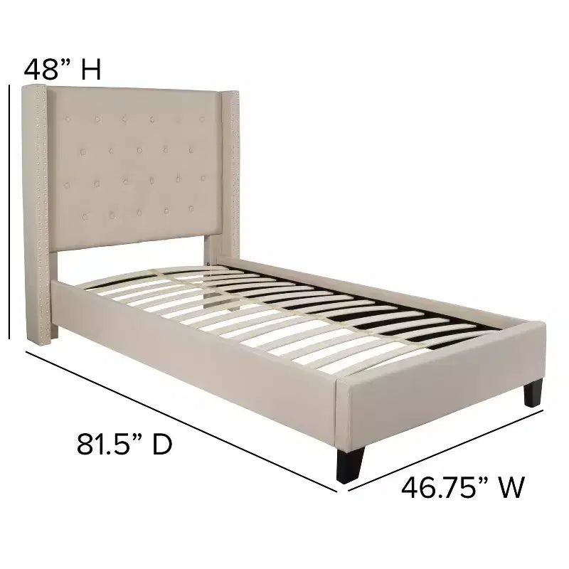 Merrick Lane Upholstered Platform Bed with Button Tufted Headboard