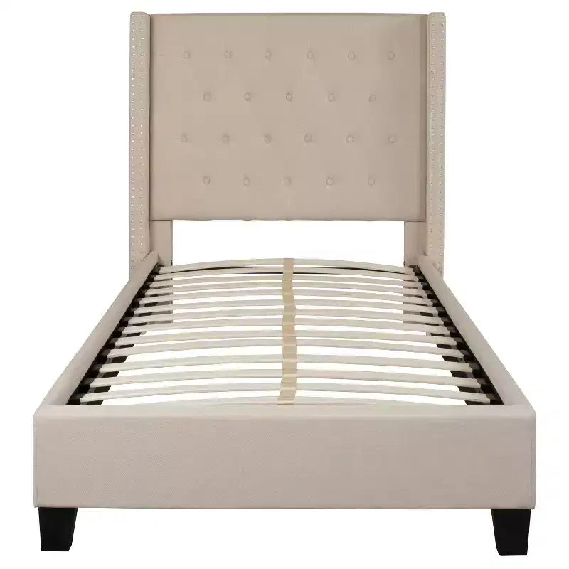 Merrick Lane Upholstered Platform Bed with Button Tufted Headboard