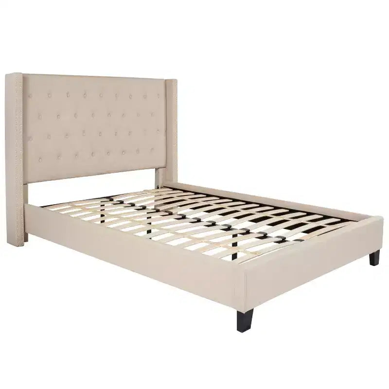Merrick Lane Upholstered Platform Bed with Button Tufted Headboard