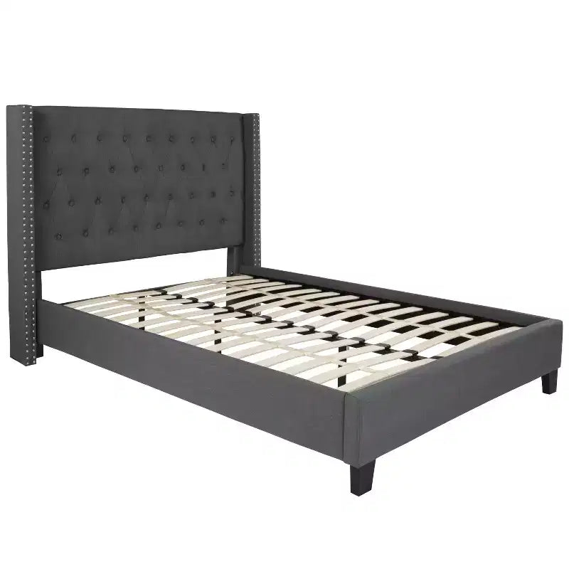 Merrick Lane Upholstered Platform Bed with Button Tufted Headboard