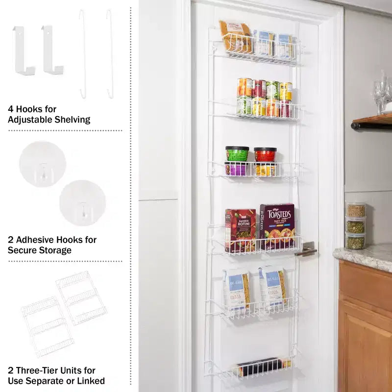 Hastings Home Over-the-Door Adjustable Hanging Storage Rack - White