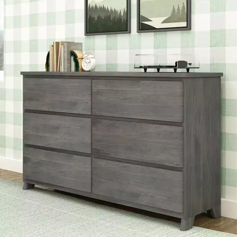 Max & Lily 6 Drawer Dresser, Storage Drawers Farmhouse Solid Wood Bedroom Dressers