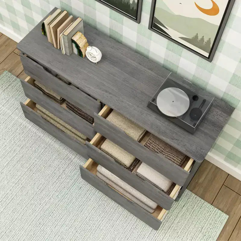 Max & Lily 6 Drawer Dresser, Storage Drawers Farmhouse Solid Wood Bedroom Dressers
