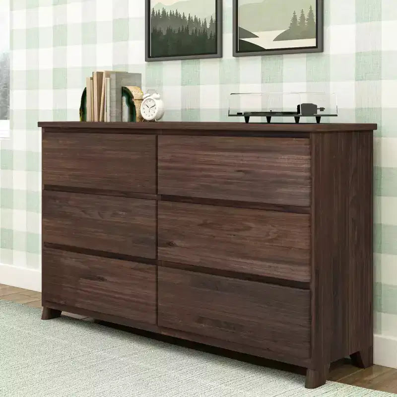 Max & Lily 6 Drawer Dresser, Storage Drawers Farmhouse Solid Wood Bedroom Dressers