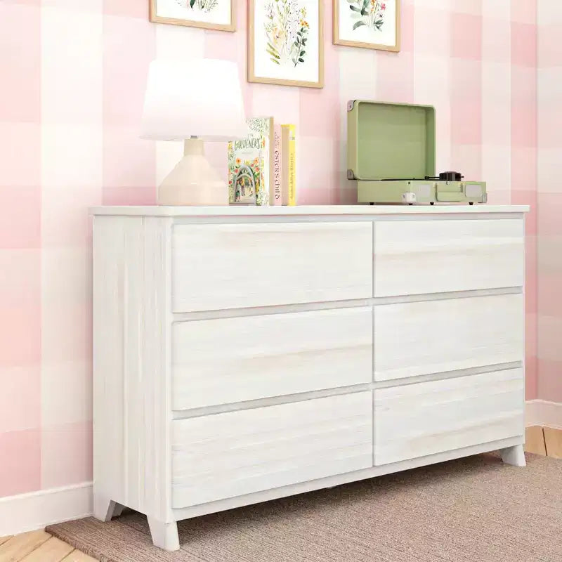 Max & Lily 6 Drawer Dresser, Storage Drawers Farmhouse Solid Wood Bedroom Dressers