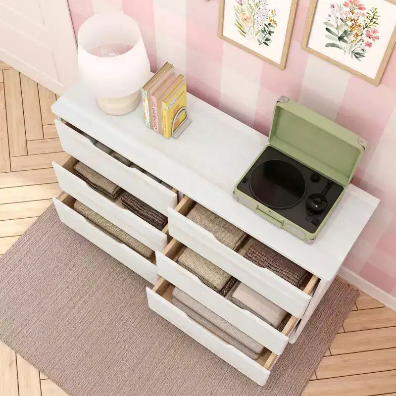 Max & Lily 6 Drawer Dresser, Storage Drawers Farmhouse Solid Wood Bedroom Dressers