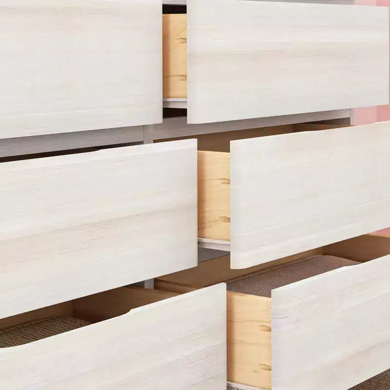 Max & Lily 6 Drawer Dresser, Storage Drawers Farmhouse Solid Wood Bedroom Dressers