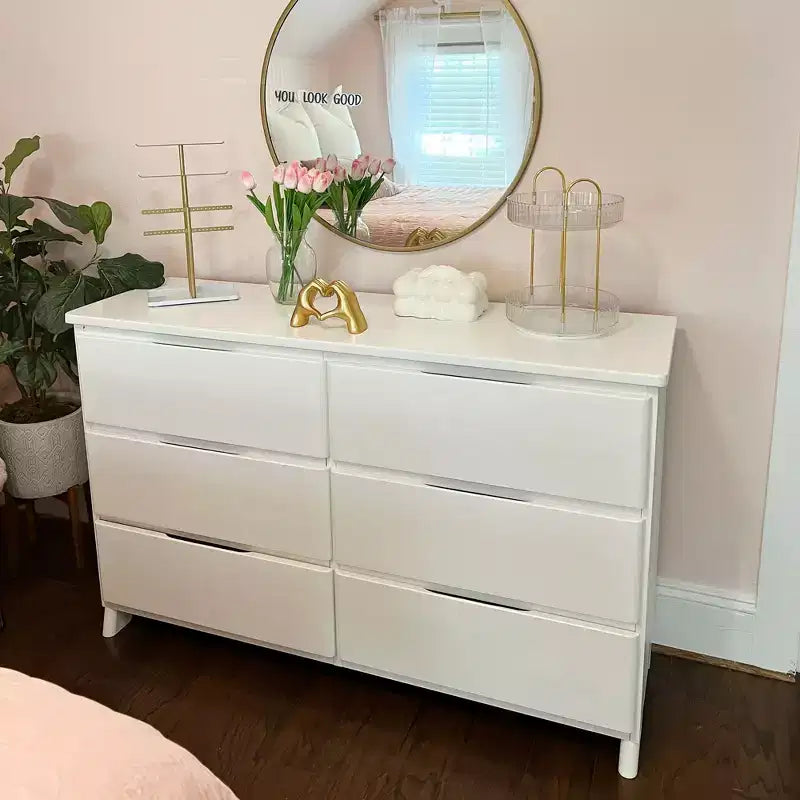 Max & Lily 6 Drawer Dresser, Storage Drawers Farmhouse Solid Wood Bedroom Dressers