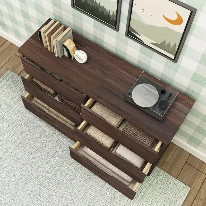 Max & Lily 6 Drawer Dresser, Storage Drawers Farmhouse Solid Wood Bedroom Dressers