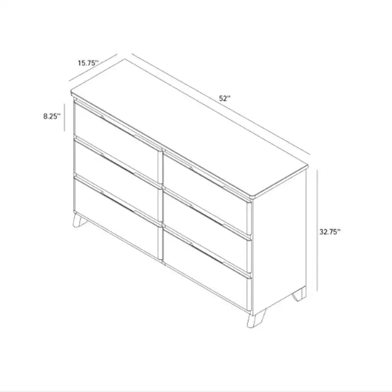 Max & Lily 6 Drawer Dresser, Storage Drawers Farmhouse Solid Wood Bedroom Dressers