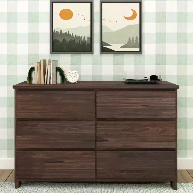 Max & Lily 6 Drawer Dresser, Storage Drawers Farmhouse Solid Wood Bedroom Dressers