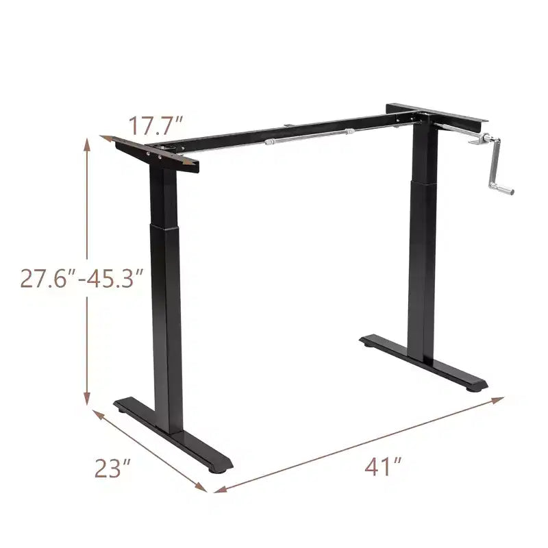 Costway Hand Crank Sit to Stand Desk Frame Height Adjustable Standing Base Black