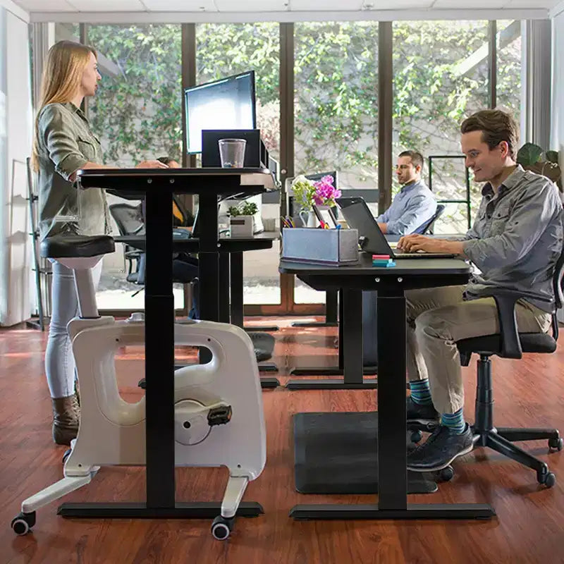 Costway Hand Crank Sit to Stand Desk Frame Height Adjustable Standing Base Black