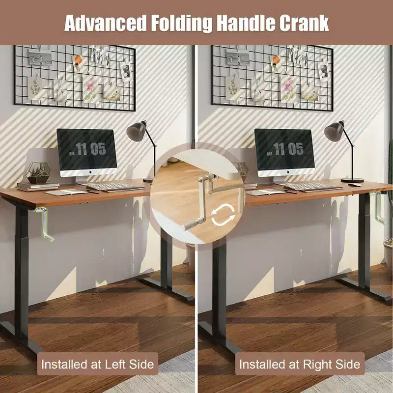 Costway Hand Crank Sit to Stand Desk Frame Height Adjustable Standing Base Black