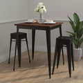 Merrick Lane 31.5 Steel Indoor Contemporary Table With Square Rustic Wood Top