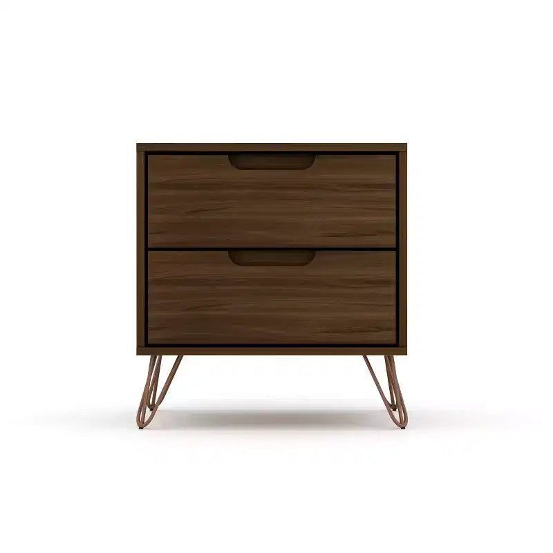 Set of 2 Rockefeller 2 Drawer Nightstands - Manhattan Comfort