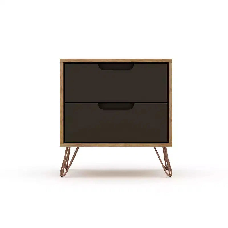 Set of 2 Rockefeller 2 Drawer Nightstands - Manhattan Comfort
