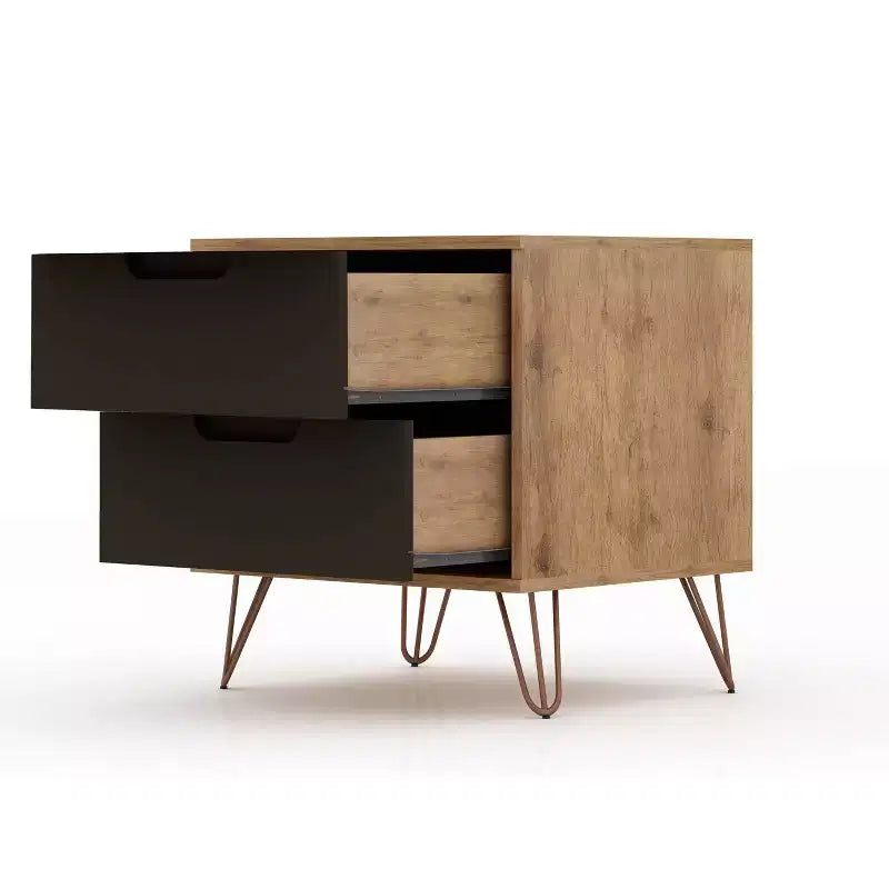 Set of 2 Rockefeller 2 Drawer Nightstands - Manhattan Comfort