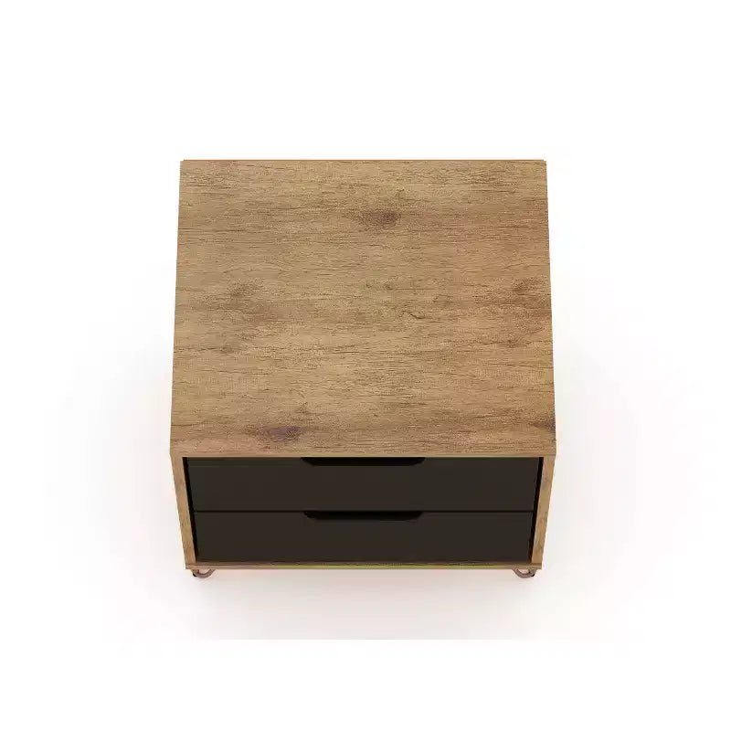 Set of 2 Rockefeller 2 Drawer Nightstands - Manhattan Comfort