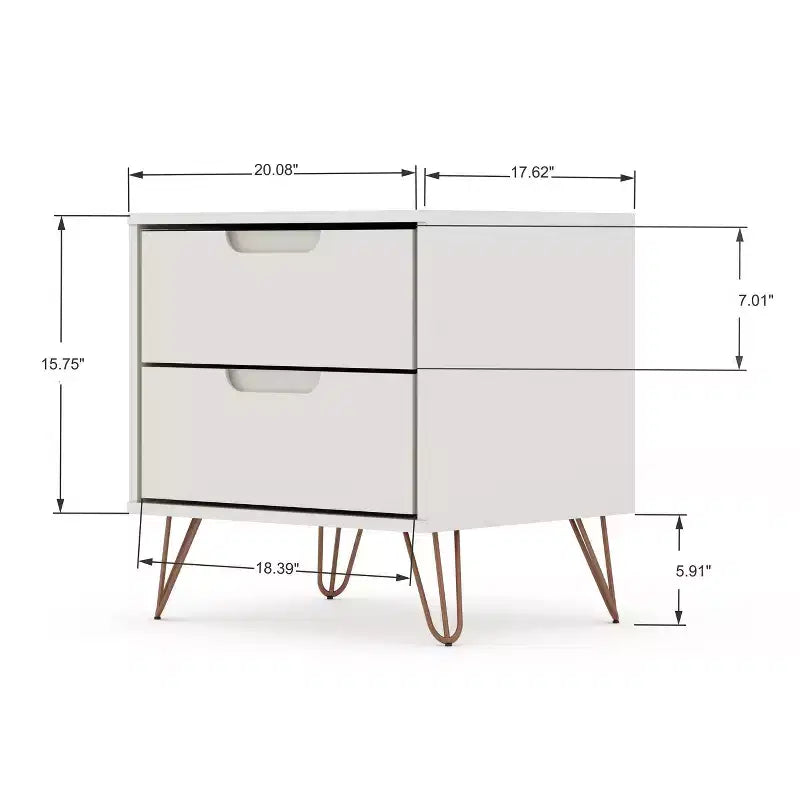 Set of 2 Rockefeller 2 Drawer Nightstands - Manhattan Comfort