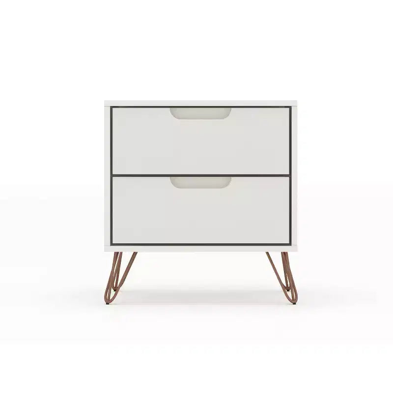Set of 2 Rockefeller 2 Drawer Nightstands - Manhattan Comfort