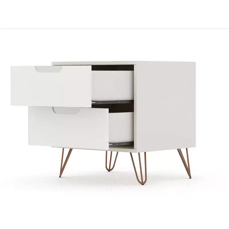 Set of 2 Rockefeller 2 Drawer Nightstands - Manhattan Comfort