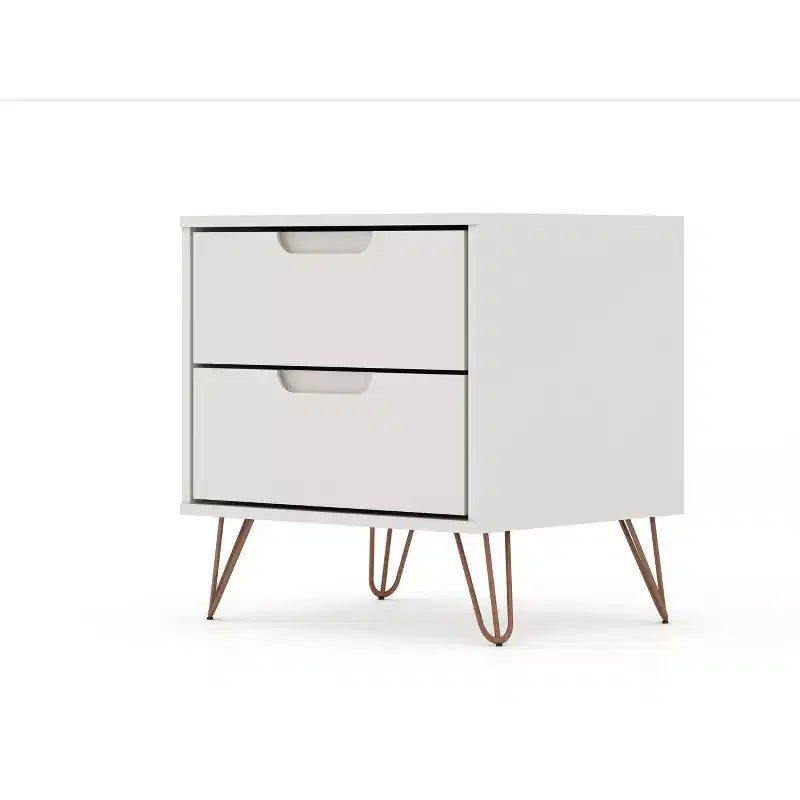 Set of 2 Rockefeller 2 Drawer Nightstands - Manhattan Comfort