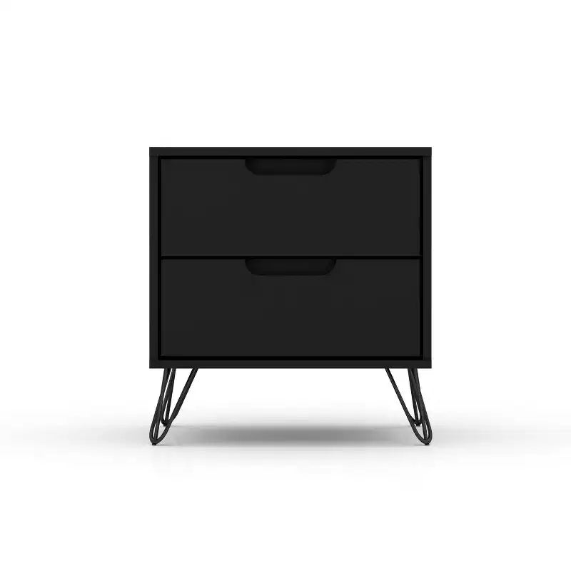 Set of 2 Rockefeller 2 Drawer Nightstands - Manhattan Comfort