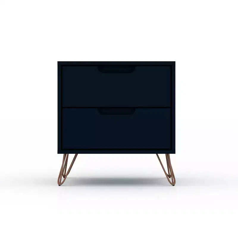 Set of 2 Rockefeller 2 Drawer Nightstands - Manhattan Comfort