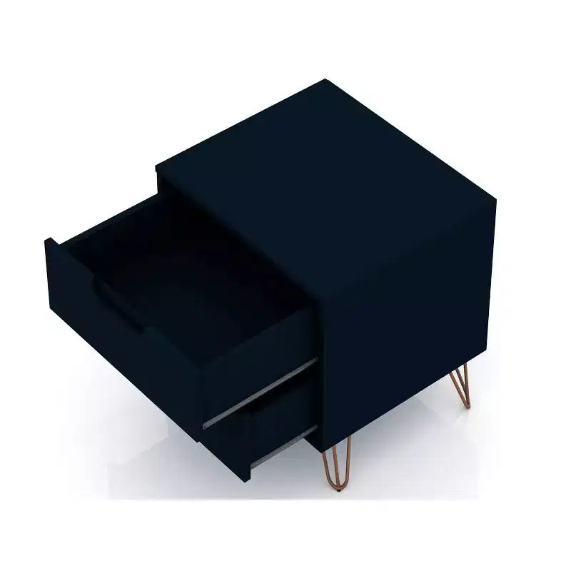 Set of 2 Rockefeller 2 Drawer Nightstands - Manhattan Comfort