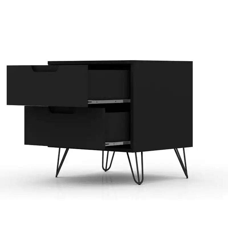 Set of 2 Rockefeller 2 Drawer Nightstands - Manhattan Comfort
